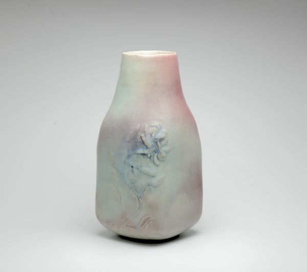 Shin Fujihira Pot with Flower Motif, 1980 Ceramic