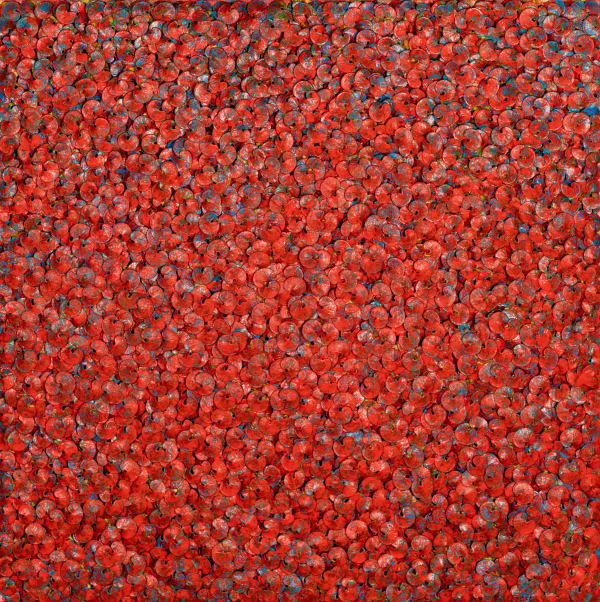 KAKU "Untitled" (Wire, Washi, Paint) -「無題」(25号 螺旋・彩色赤) Painting