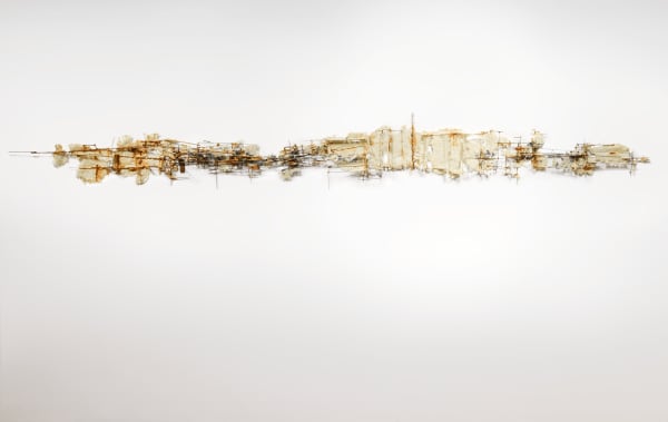 Yasue Maetake, Printed Oxidation on Fiber Relief and Grid I, 2021