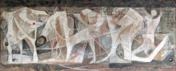 Ken Matsubara 牛群像 (Gyu-gun-zou) - Herd of cattle, 1979 Painting