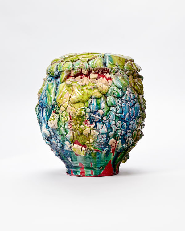 Kodai Ujiie Oribe Lacquer Medium Jar - 織部漆朱塗中壺, 2023 Ceramic