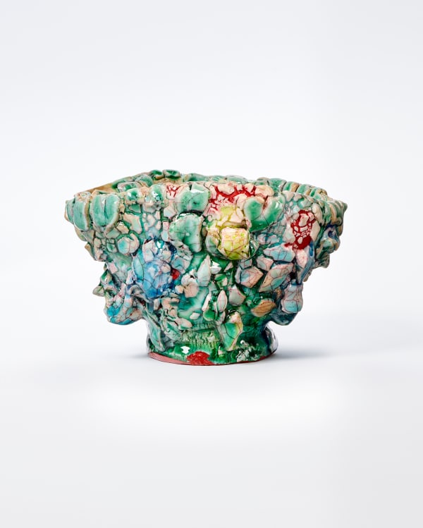 Kodai Ujiie Oribe Lacquer Tea Bowl - 織部漆朱塗茶盌, 2023 Ceramic