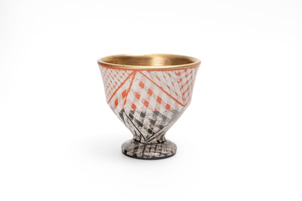 Masahiro Maeda Tall-Foot Sake Cup in Layered Glazes 色絵高杯, 2025 Ceramic, iro-e glaze