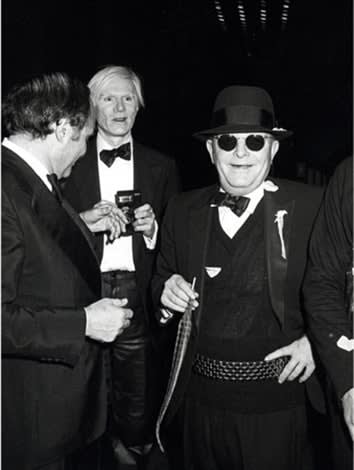 Ron Galella, Lester Persky, Andy Warhol, Truman Capote and Victor Hugo leaving Steve Rubell´s birthday party, New York City, December 2, 1978