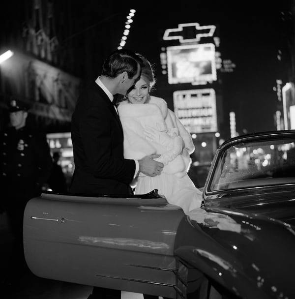 William Helburn, White Mink in Times Square, Bob Brown and Gretchen Harris, 1964