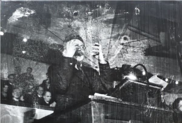 Robert Capa, Leon Trotsky lecturing in Copenhagen, Denmark, November 27, 1932