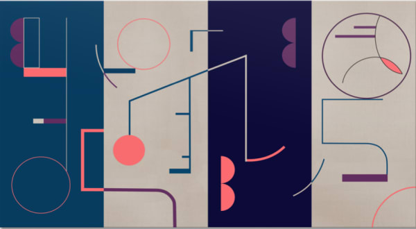 Sinta Tantra, Tabuhan Tabuhan Screen II in Sapphire, Violet & Prussian (Colin McPhee), 2018