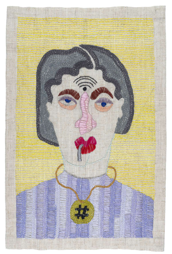 Paloma Castillo #, 2021 Hand embroidery with cotton threads on jute 41.5 x 27.5 cm