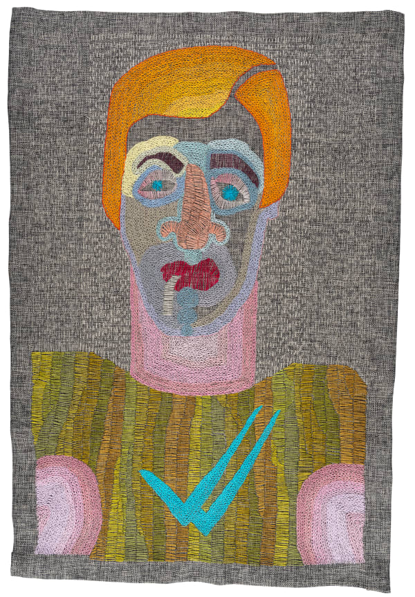 Paloma Castillo Visto, 2021 Hand embroidery with cotton threads on linen 63.5 x 43.5 cm