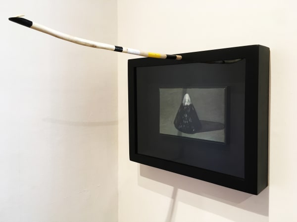 Coco González Lohse 100 Días Sobre Mi País, 2018-2019 Oil on canvas, framed; wood, object and stoneware on custom-made wooden plinth 140 x 60 x 90 cm