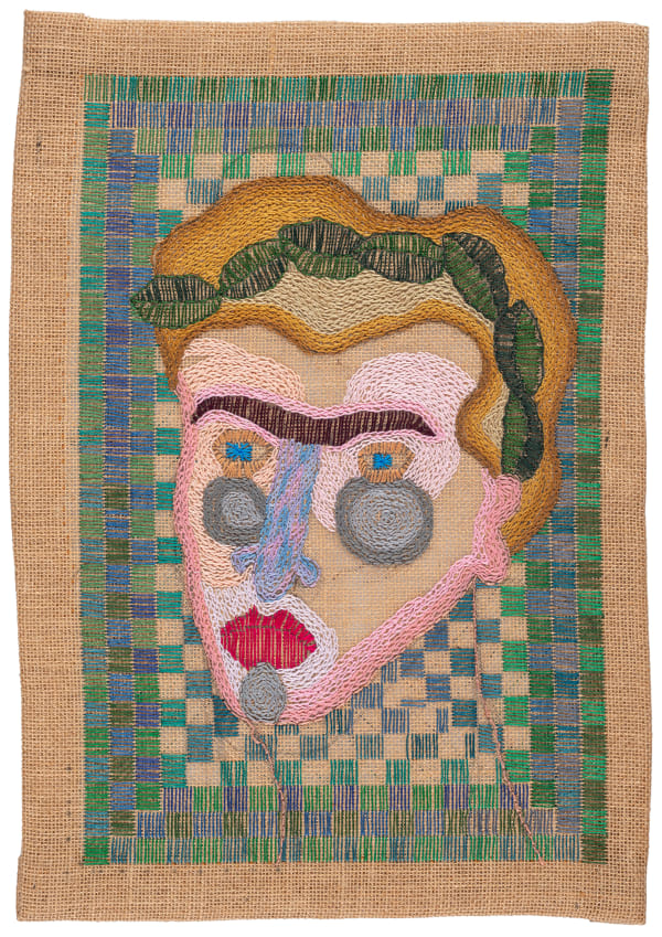 Paloma Castillo Calígula, 2021 Hand embroidery with cotton threads on jute 48,5 x 34 cm