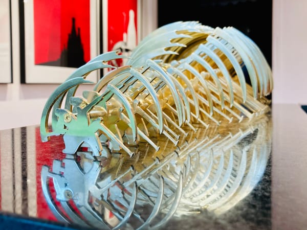 Fabio Castro Economía Dorsal, 2005 - 2022 Solid brass, laser engraving 84 x 32 x 15 cm