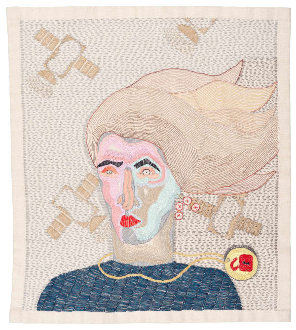 Paloma Castillo Satélites, 2021 Hand embroidery with cotton threads on cotton 51,4 x 59 cm