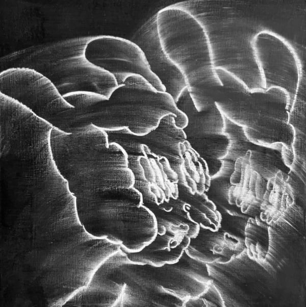 Carolina Muñoz Corriendo en la Oscuridad, 2026 Chalk on wood 25 x 25 cm