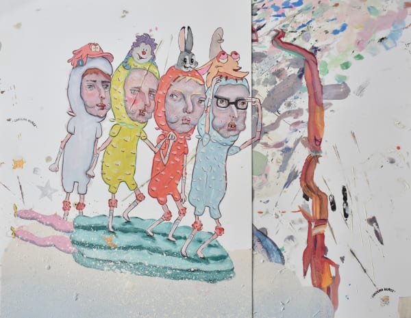 Carolina Muñoz Exploradores, 2021 Oil and spray paint on paper 28.4 x 35 cm