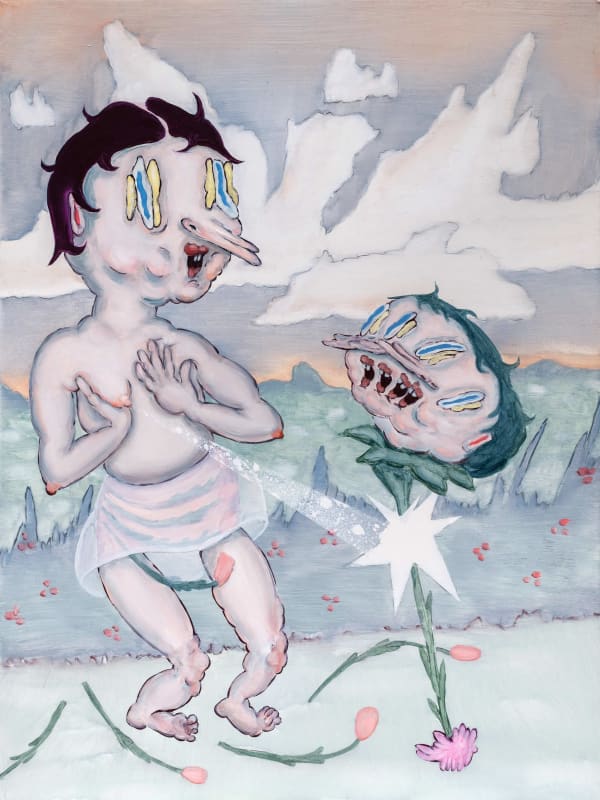 Carolina Muñoz Herido, 2025 Oil and spay on canvas 30.5 x 22.9 x 2.2 cm
