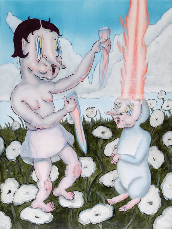 Carolina Muñoz Conejo de Fuego, 2025 Oil and spray on canvas 30.5 x 22.9 x 2.2 cm