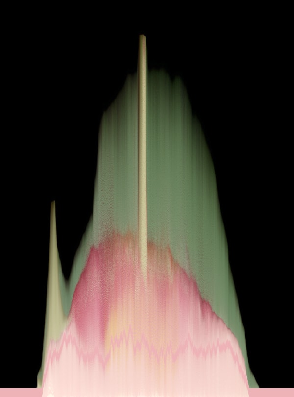 Andrea Wolf Paeonia Suffruticosa, var. 184, 2020 Botanical illustration digitally manipulated with pixel-sorting algorithm, Fine Art print on Hahnemüle German Etching 310 gr paper 120 x 90 cm