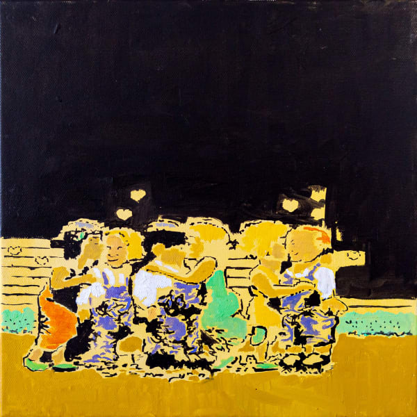 Daniel Guajardo Tres Chiflados, 2022 Oil on canvas 30 x 30 cm