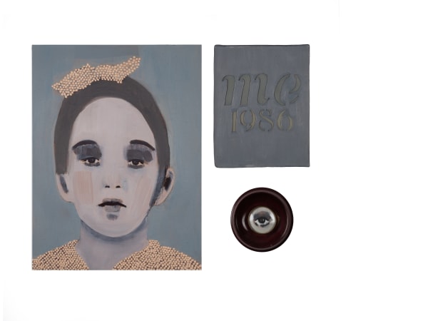 Andrea Lería Signs of Forgiveness –1986–, 2019 Oil and resin on MDF, polyptych 32 x 40 cm