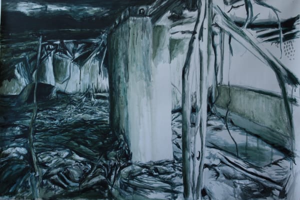 Johans Peñaloza Ensamblaje Territorial n°7, 2019 Acrylic on canvas 77 x 110 cm