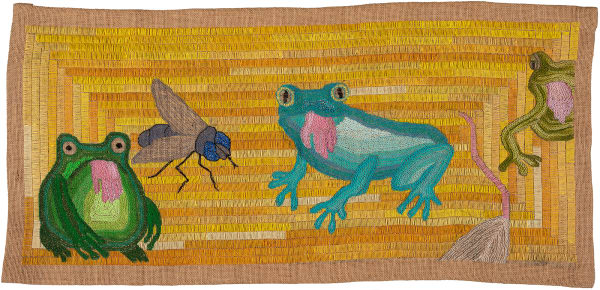 Paloma Castillo Brigada, 2021 Hand embroidery with cotton threads on jute 46,5 x 99 cm