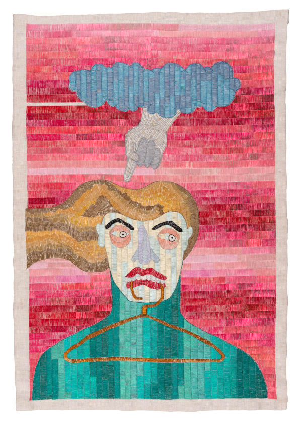 Paloma Castillo Acción de Dominar, 2022 Hand embroidery with cotton threads on mixed fibres fabric 91 x 63 cm