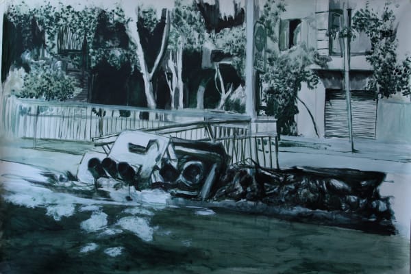 Johans Peñaloza Ensamblaje Territorial n°6, 2019 Acrylic on canvas 78 x 110 cm