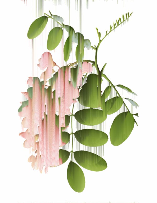 Andrea Wolf Robinia Pseudoacacia, var. 011, 2020 Botanical illustration digitally manipulated with pixel-sorting algorithm, Fine Art print on Hahnemüle German Etching 310 gr paper 70 x 54 cm