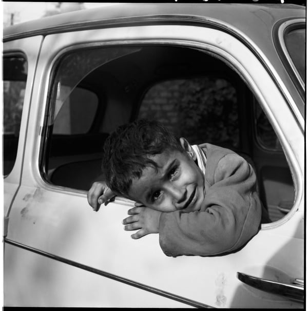 Latif Al Ani, Boy in a car, Baghdad, 1973