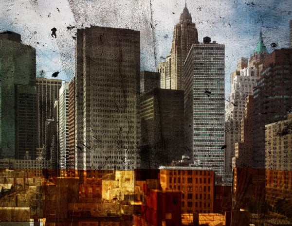 Abelardo Morell, Tent-Camera Image on Ground: Rooftop View of Lower Manhattan, 2010