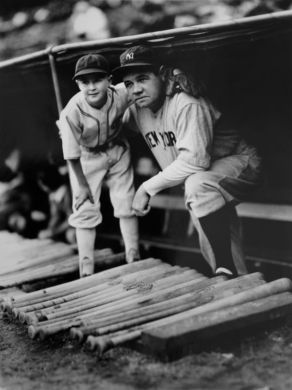 George Brace, Babe Ruth with White Sox Bat Boy, c. 1940
