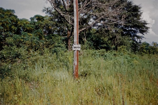 William Christenberry, "Jesus Saves" Sign, between Greensboro and Marion, Alabama, 1983