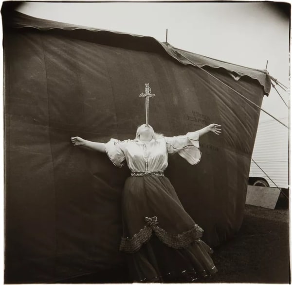 Diane Arbus Abino Sword Swallower at a Carnival, MD, 1970