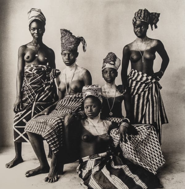 Irving Penn, Five Dahomey Girls, Two Standing, 1967