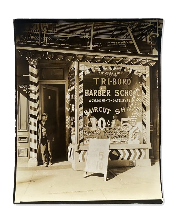 Berenice Abbott LOWER EAST SIDE: Tri-boro Barber School, 264 Bowery, Manhattan, October 24, 1935 SOLD