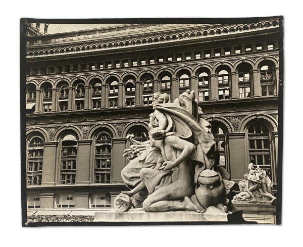 Berenice Abbott WALL STREET: Customs House Statue: In Rear, NY Produce Exchange Building, 2 Broadway, Manhattan, July 23, 1936 SOLD