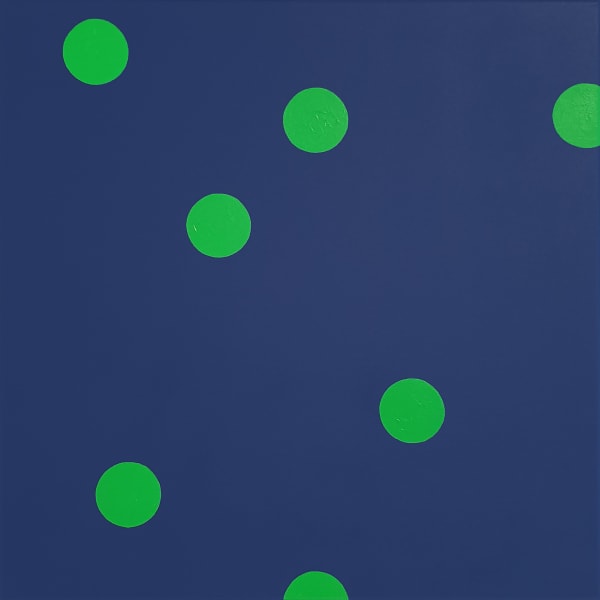 James R. Ford, Untitled (7 green dots on blue), 2021