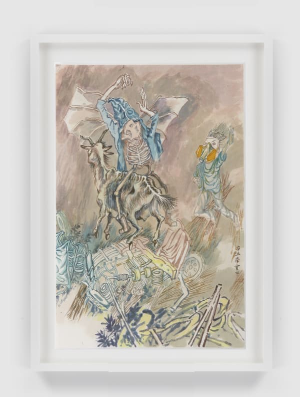 YUN-FEI JI, The hooded skeleton on a goat, 2021