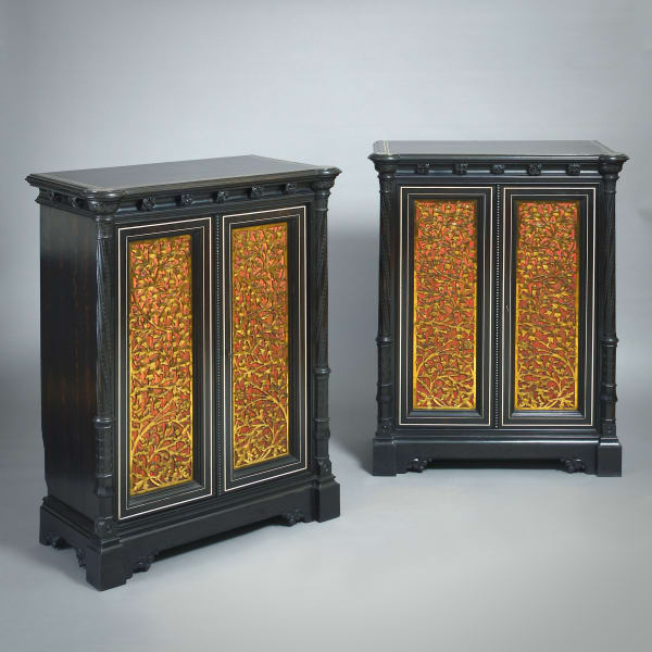 PAIR OF EARLY VICTORIAN EBONY SIDE CABINETS ATTRIBUTED TO JACKSON & GRAHAM