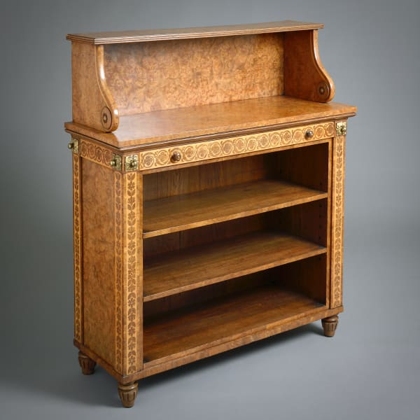 POLLARD OAK AND HOLLY LOW BOOKCASE ATTRIBUTED TO GEORGE BULLOCK