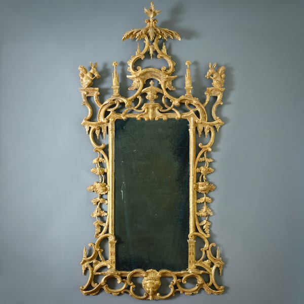 GEORGE II IRISH GILT-WOOD SQUIRREL MIRROR