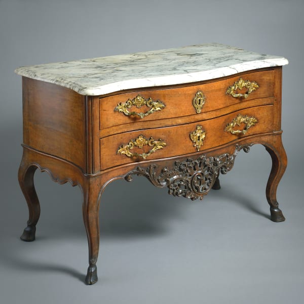 LOUIS XV PROVINCIAL ORMOLU-MOUNTED WALNUT COMMODE