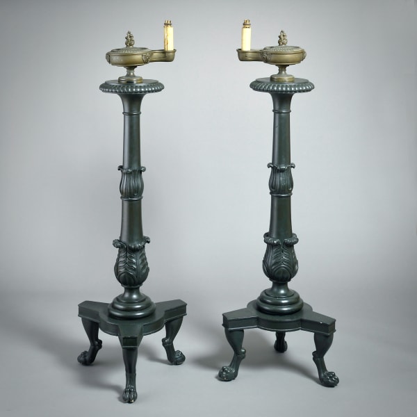 PAIR OF REGENCY BRONZED TORCHÈRES