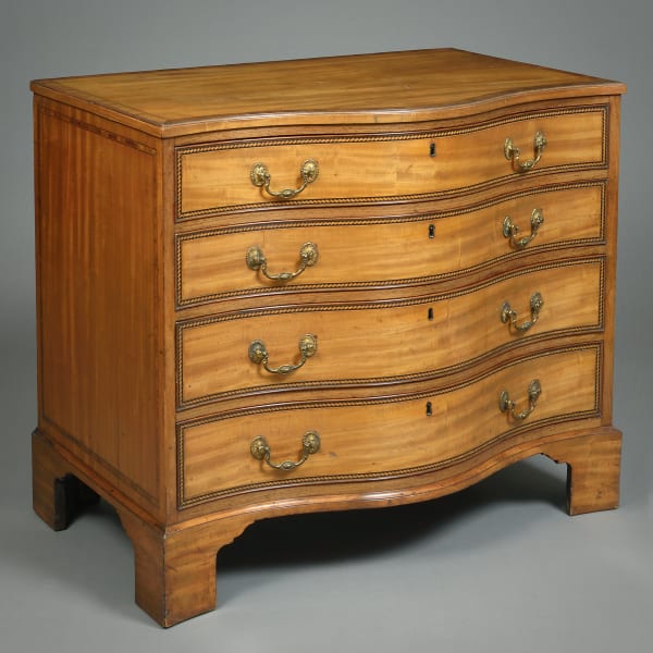 GEORGE III SATINWOOD SERPENTINE COMMODE
