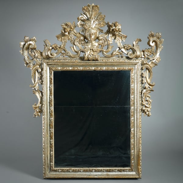SOUTHERN ITALIAN SILVERED WOOD MIRROR
