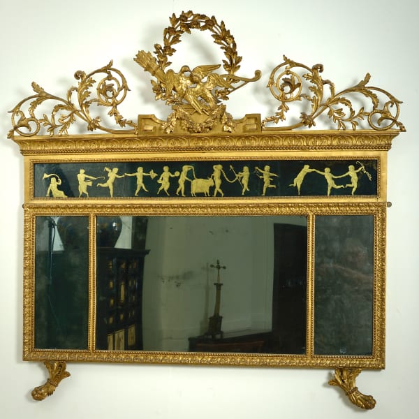Verre Eglomisé Overmantel Mirror