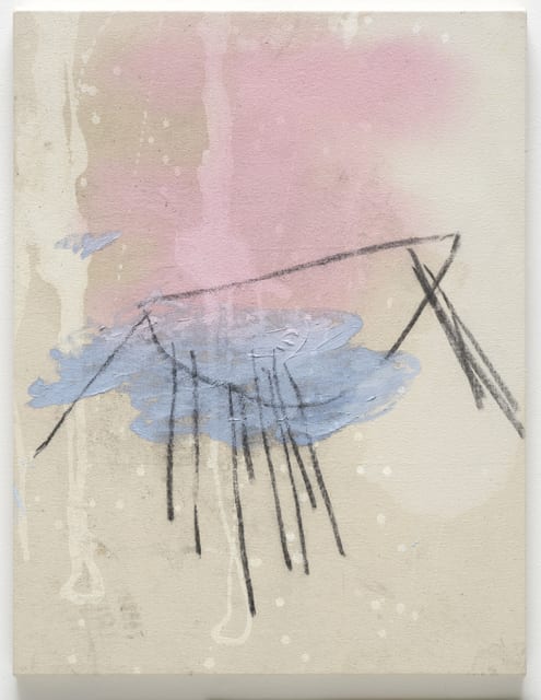 Jenny Brosinski Fleacircus, 2018 Oil, chlorine, olive oil and charcoal on canvas 66 x 51 cm