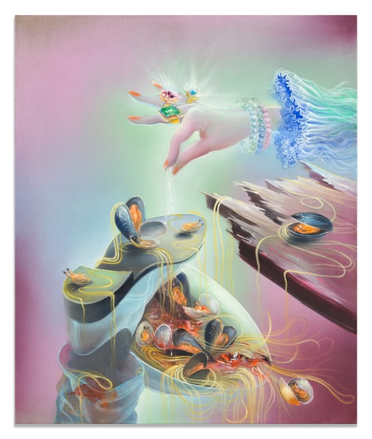 Bernhard Martin Au Dessus et en Dessous de L ́Avant, 2020 Oil on primed raw canvas 95 x 80 cm