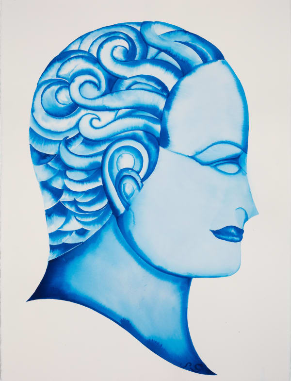 Sebastian Gögel Aus den Wellen, 2022 Ink on laid paper 76 x 57 cm